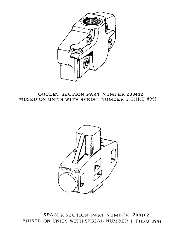 Схема запчастей Case 40EC - (H25) - OUTLET SECTION PART NUMBER 208432, SPACER SECTION PART (07) - HYDRAULIC SYSTEM