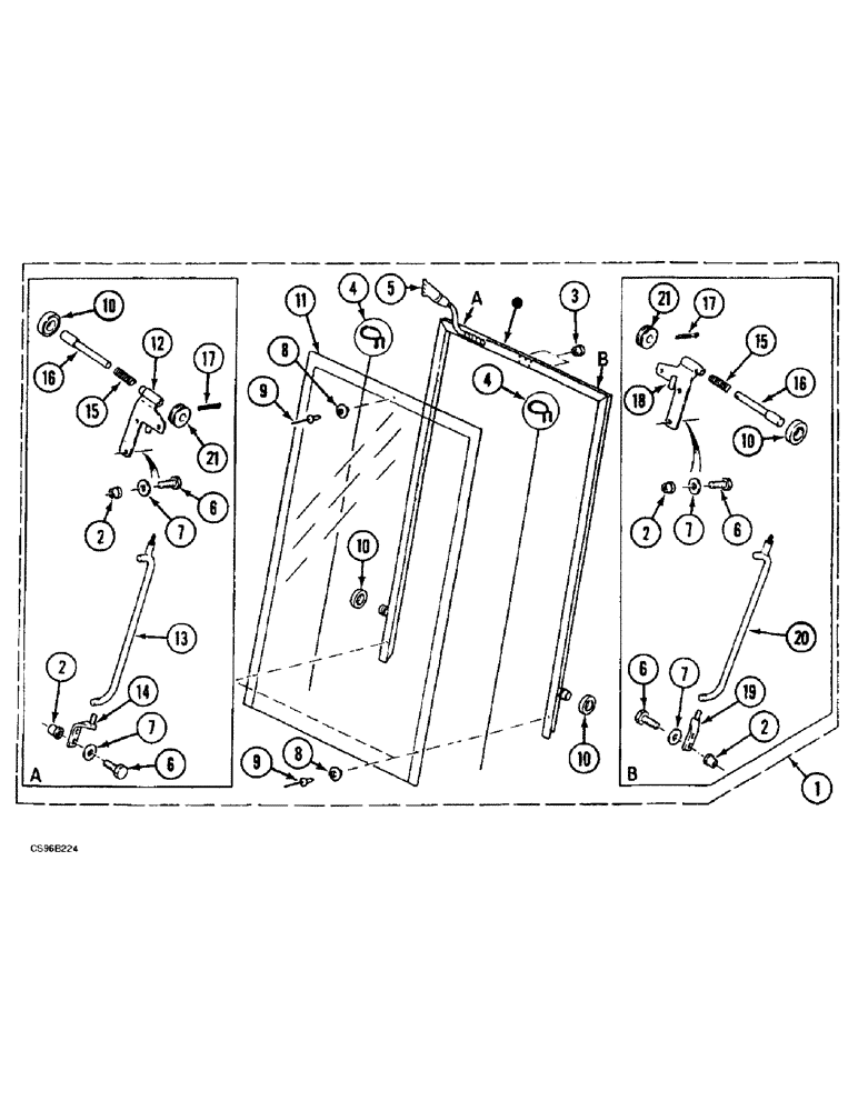 Схема запчастей Case 688BCK - (9E-66) - WINDSHIELD, 688B CK (120301-120403, 120410), SEE: N.I.T. 3300 (05.1) - UPPERSTRUCTURE CHASSIS/ATTACHMENTS