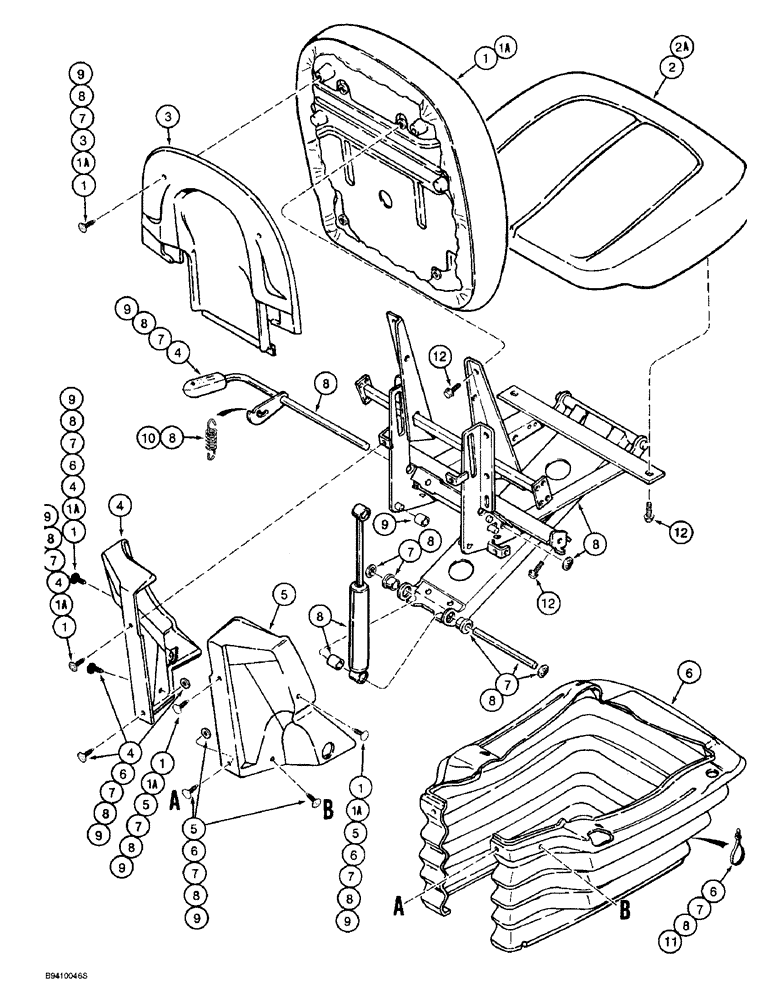 Схема запчастей Case 580L - (9-116) - SUSPENSION SEAT ASSEMBLIES, 570LXT MODELS (09) - CHASSIS/ATTACHMENTS