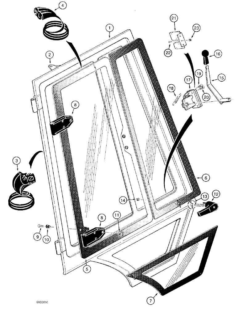 Схема запчастей Case 590 - (9-110) - LEFT-HAND AND RIGHT-HAND CAB DOORS - EXTERIOR (09) - CHASSIS/ATTACHMENTS