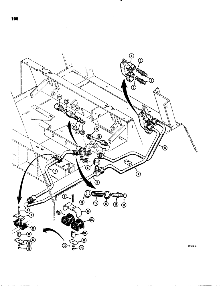 Схема запчастей Case 1845 - (198) - AUXILIARY HYDRAULIC CIRCUITS, BASIC HYDRAULIC CIRCUIT WITHOUT FRONT HYDRAULIC CIRCUIT (35) - HYDRAULIC SYSTEMS