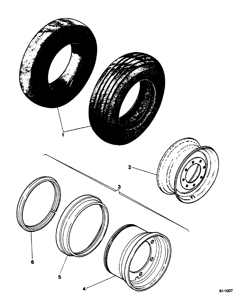 Схема запчастей Case 580G - (130) - FRONT WHEELS AND TIRES - EXCEPT FOR NOS 3.940.979+3.940.986, UP TO NO. 3.941.001 (05) - STEERING