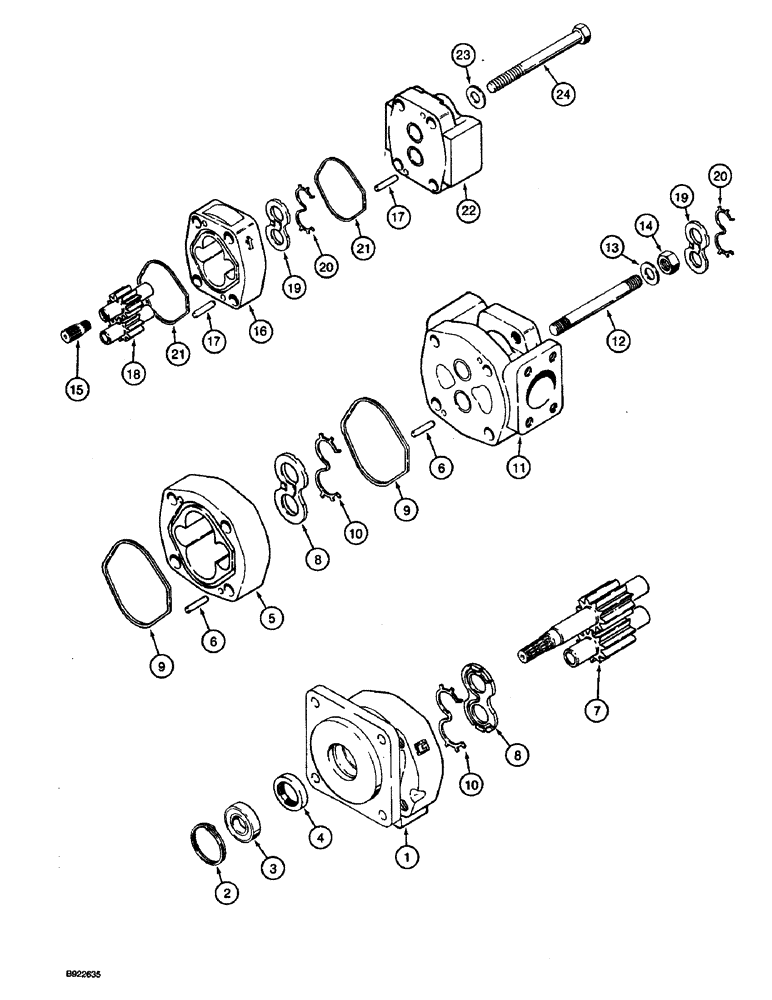 Схема запчастей Case 590 - (8-057A) - EQUIPMENT HYDRAULIC PUMP (08) - HYDRAULICS
