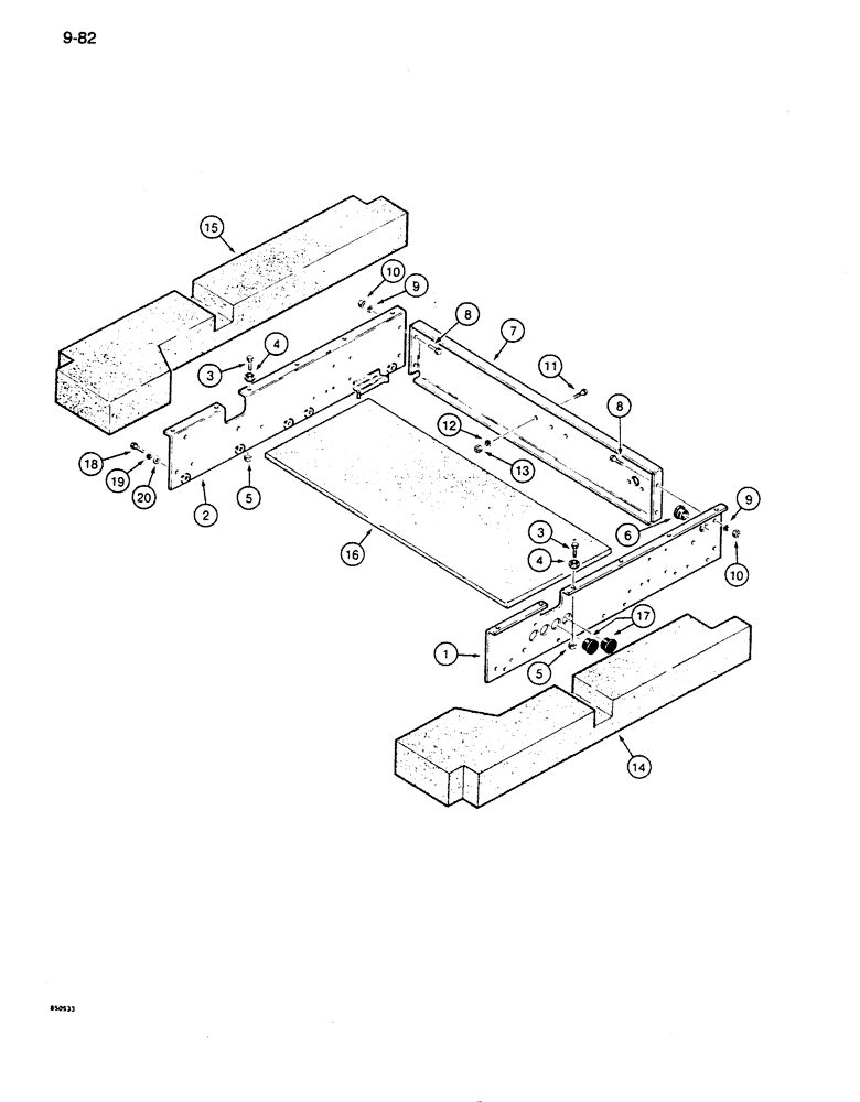 Схема запчастей Case 855D - (9-082) - CAB, ROOF PADS AND ACCESSORY MOUNTING BRACKETS (09) - CHASSIS/ATTACHMENTS