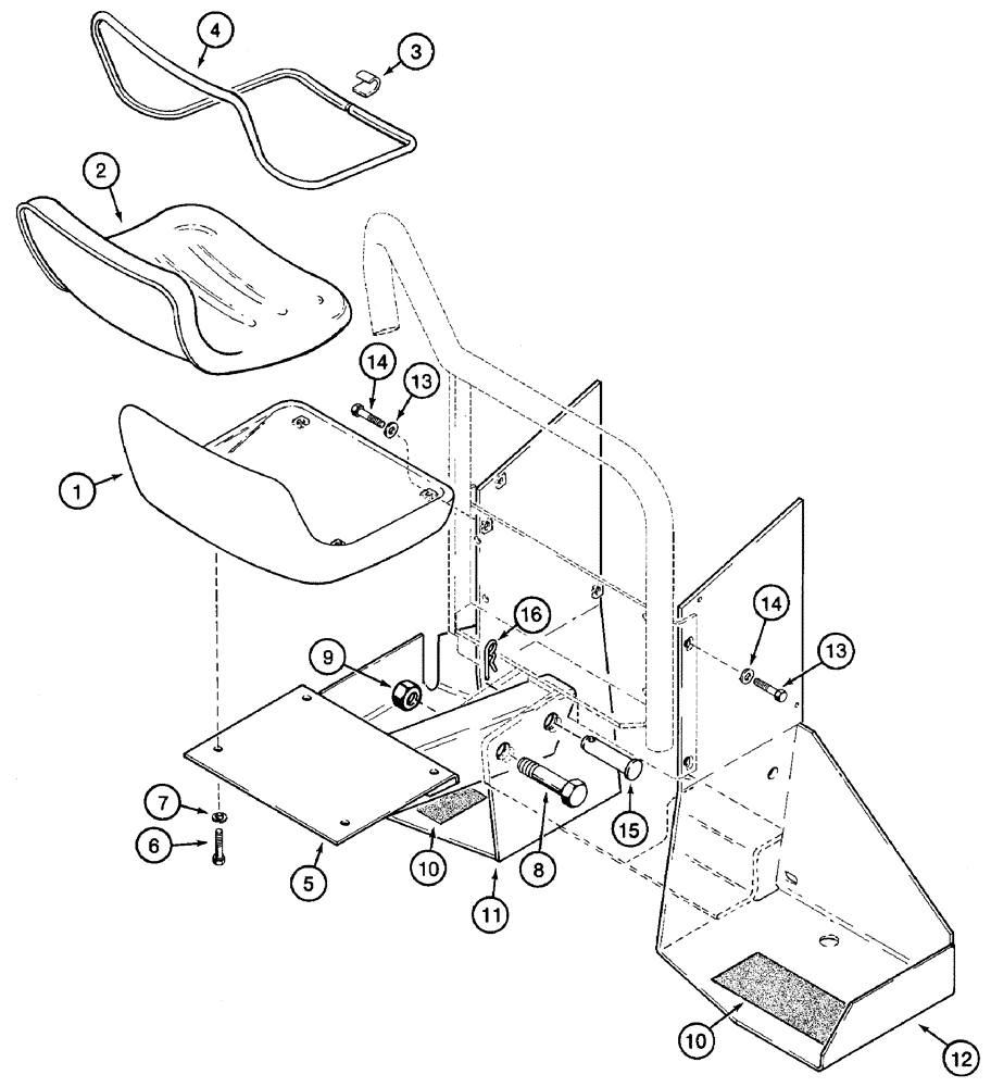 Схема запчастей Case 460 - (9-22) - SEAT, SEAT MOUNTING, AND FOOT GUARDS, D100 BACKHOE (09) - CHASSIS/ATTACHMENTS