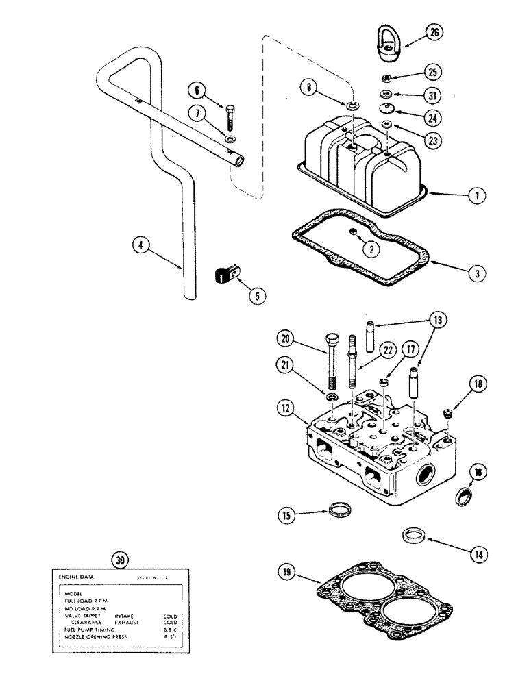 Схема запчастей Case 475 - (012) - CYLINDER HEAD AND COVER, 336BD DIESEL ENGINE (10) - ENGINE