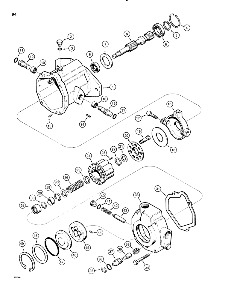 Схема запчастей Case P60 - (094) - H581215 PROPULSION PUMP (29) - HYDROSTATIC DRIVE