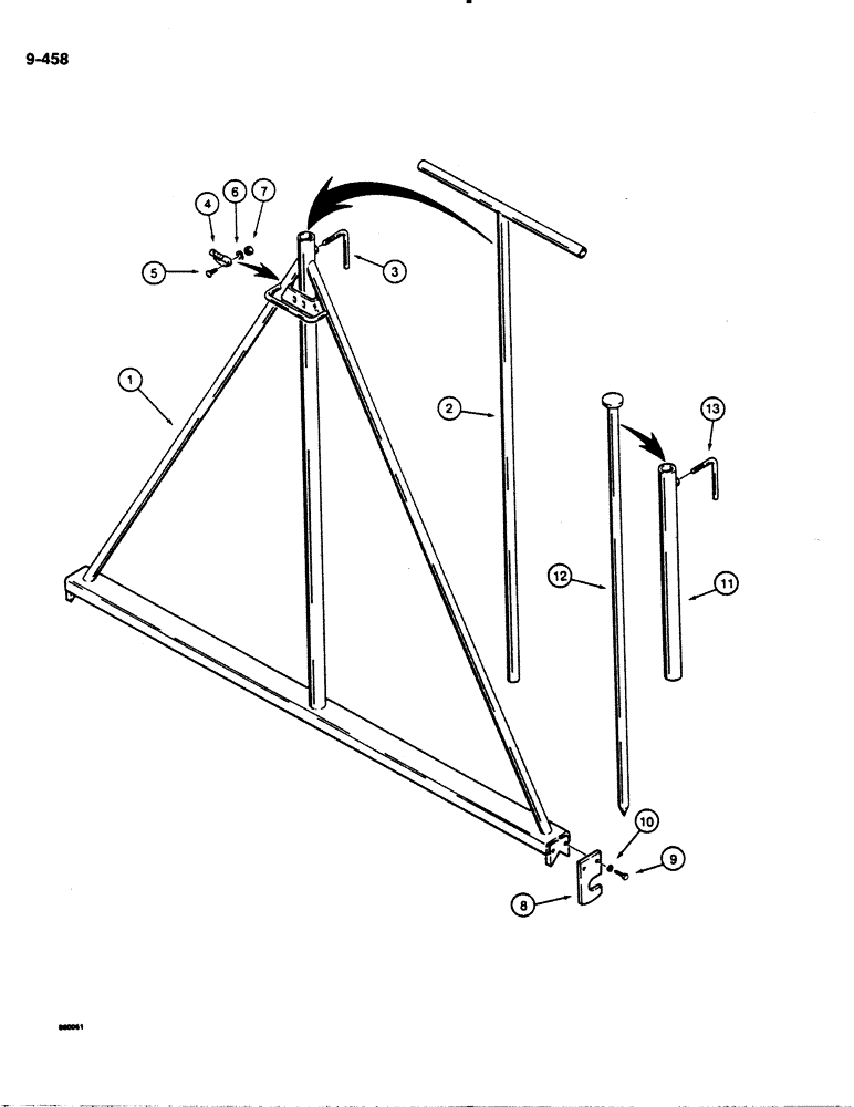 Схема запчастей Case DH4B - (9-458) - HYDRA-BORER DRILL STEM LEVEL FRAME (09) - CHASSIS/ATTACHMENTS