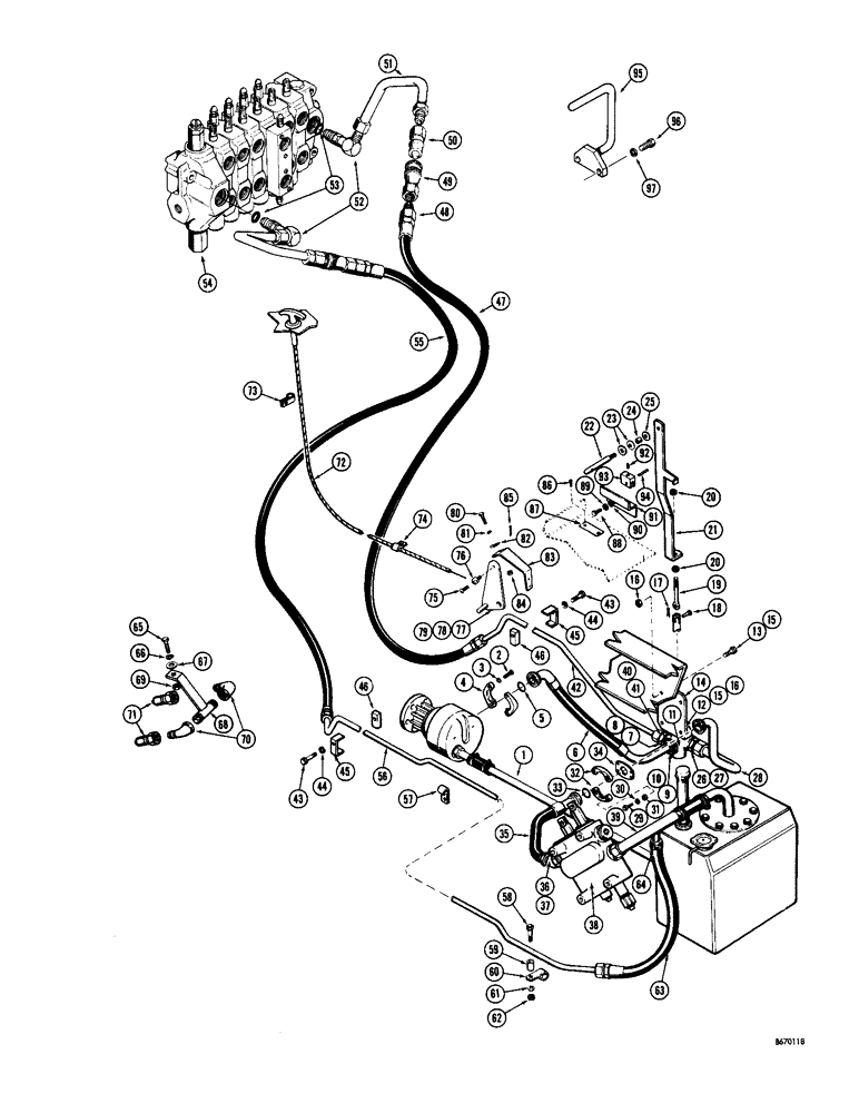Схема запчастей Case 34 - (068) - BASIC BACKHOE HYDRAULICS, USED ON W9 AND W10 SERIES LOADERS ONLY 