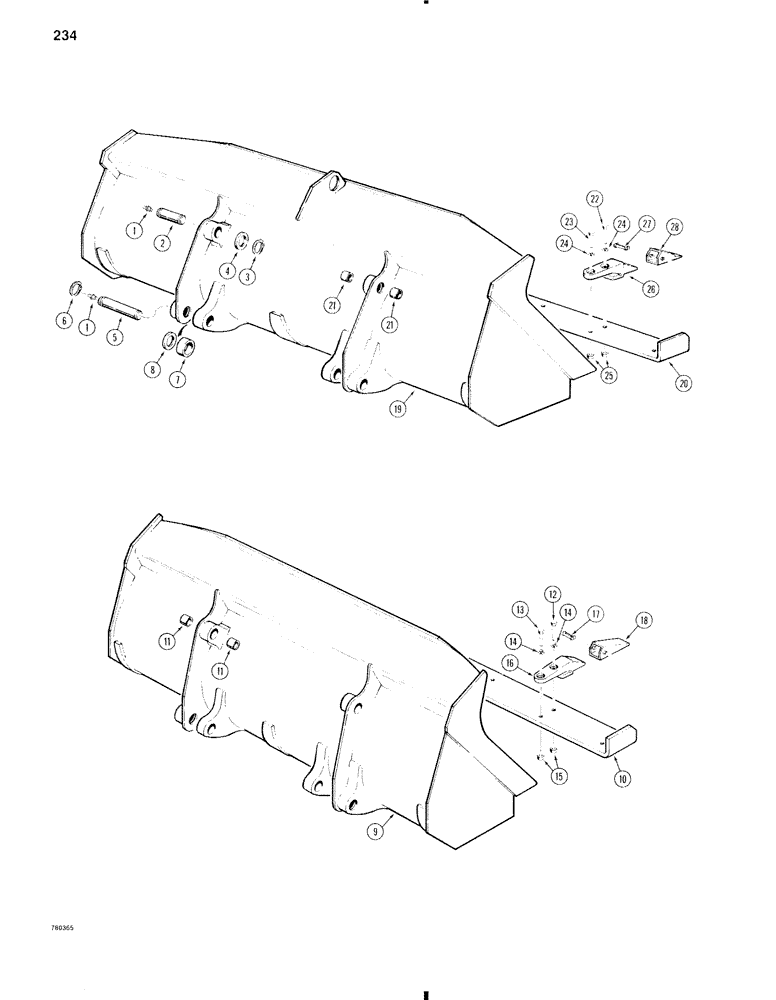 Схема запчастей Case W11 - (234) - LOADER BUCKETS (09) - CHASSIS/ATTACHMENTS