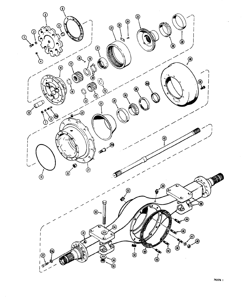 Схема запчастей Case W20 - (156) - PR-80 SERIES AXLE HOUSING AND PLANETARY (06) - POWER TRAIN