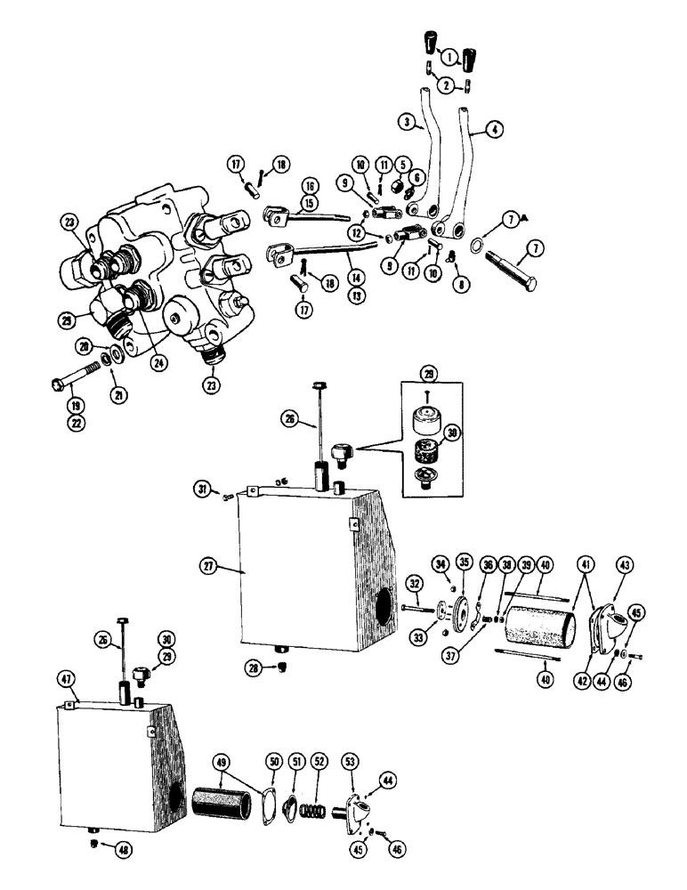 Схема запчастей Case W9A - (124) - TWO SPOOL VALVE TILT AND LIFT CONTROLS, HYDRAULIC OIL TANK (08) - HYDRAULICS