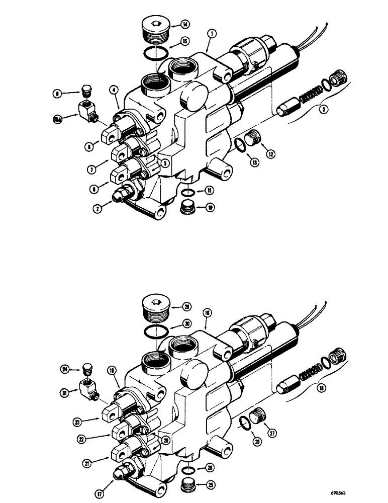 Схема запчастей Case W8C - (226) - L17479 LOADER CONTROL VALVE - 3 SPOOL (08) - HYDRAULICS
