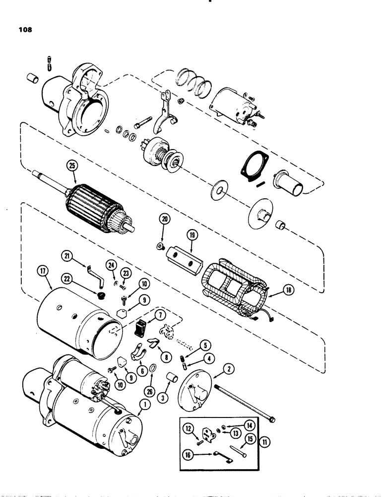 Схема запчастей Case 1845S - (108) - R29870 STARTER, (188) DIESEL ENGINE (55) - ELECTRICAL SYSTEMS