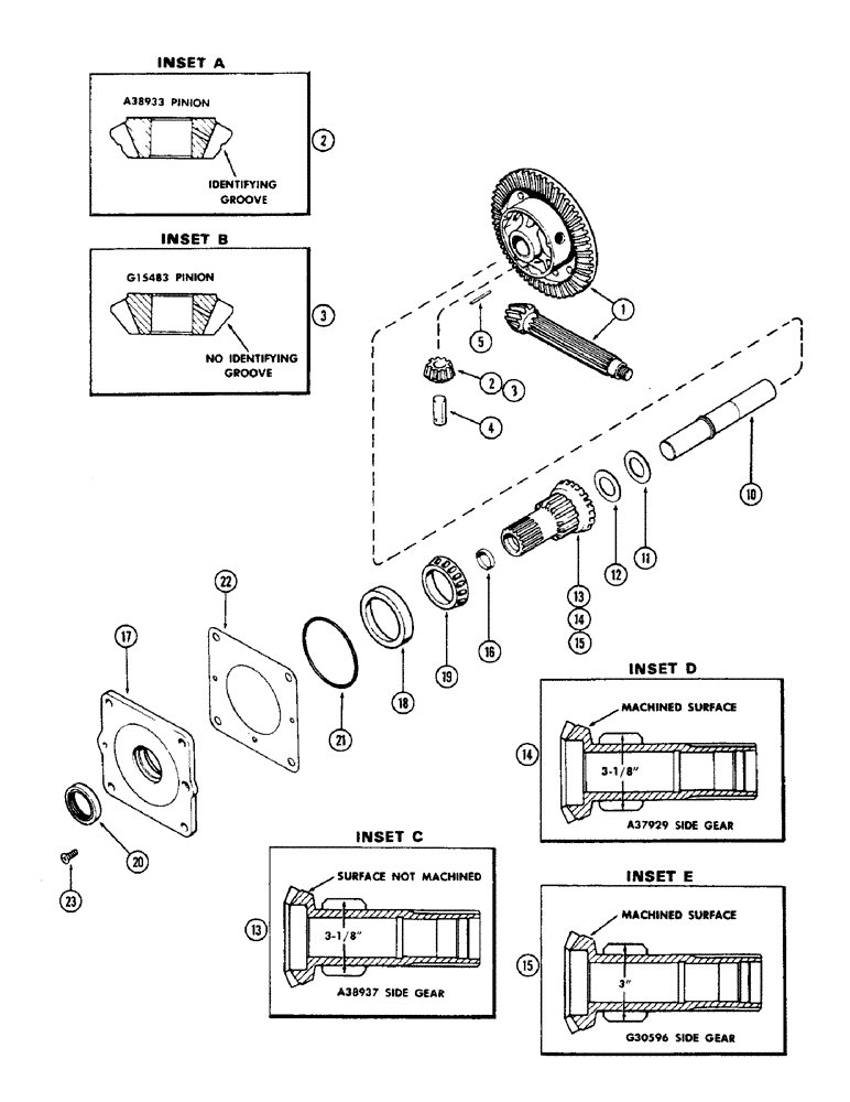Схема запчастей Case 580 - (113A) - DIFFERENTIAL WITHOUT LOCK (27) - REAR AXLE SYSTEM