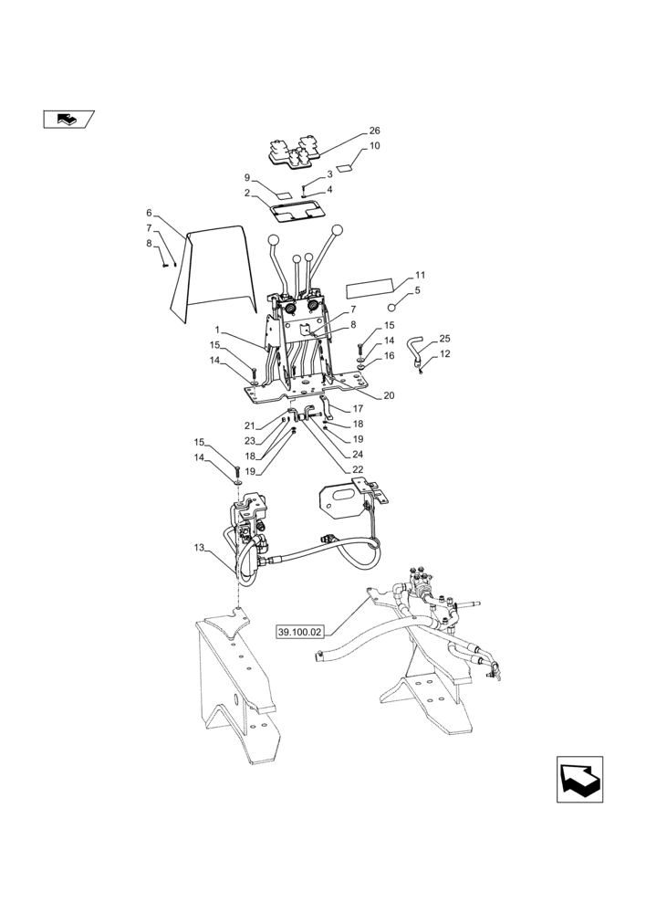 Схема запчастей Case 590SN - (35.726.27) - VAR - 742369 - CONTROL - BACKHOE, 2 LEVER (35) - HYDRAULIC SYSTEMS