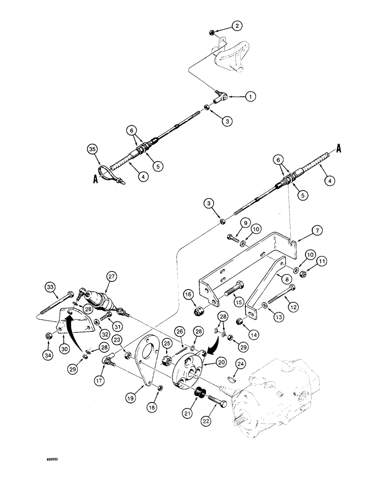 Схема запчастей Case W4 - (082) - HYDROSTATIC PUMP CONTROLS, NEUTRAL CENTERING LINKAGE, WITH 1/4 INCH CABLE & NEUTRAL CENTERING TUBE (06) - POWER TRAIN