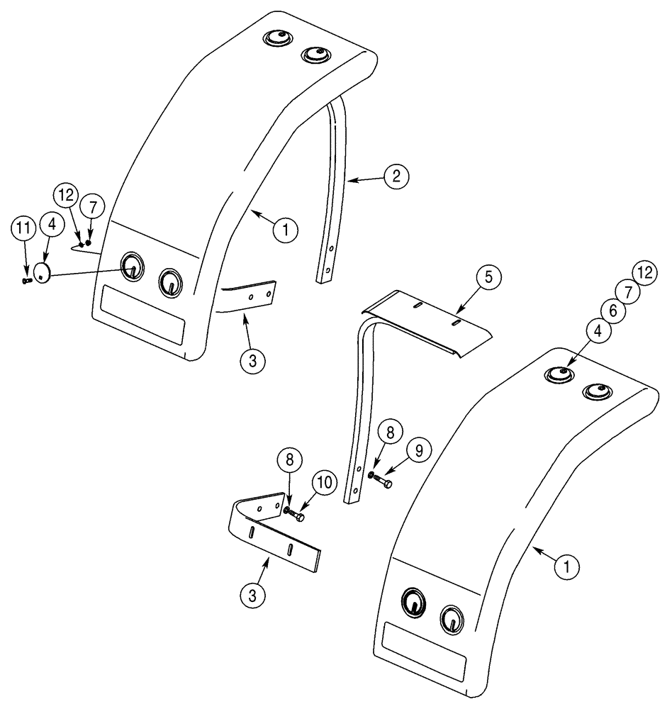 Схема запчастей Case 621D - (09-20) - FENDERS, FRONT, STANDARD (09) - CHASSIS
