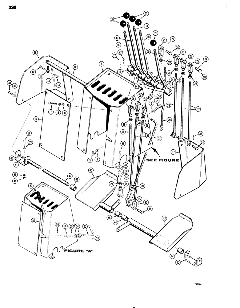 Схема запчастей Case 680G - (330) - BACKHOE CONTROLS WITH FOOT SWING (09) - CHASSIS/ATTACHMENTS