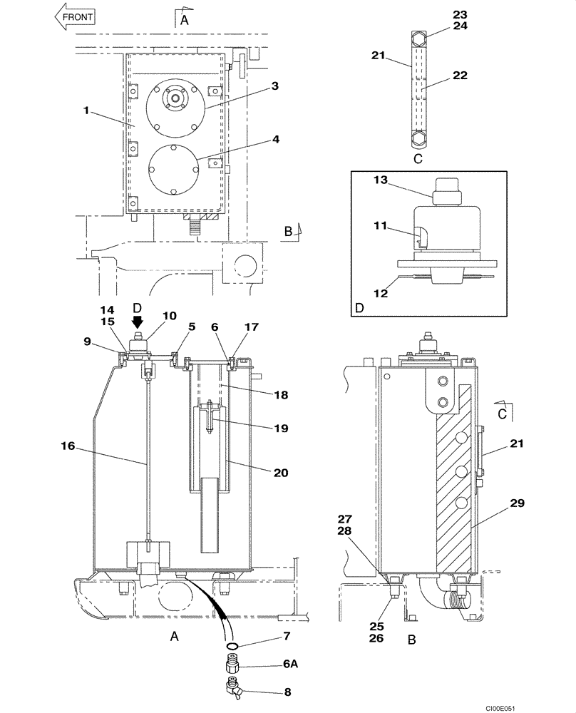 Схема запчастей Case CX160 - (08-01A) - HYDRAULIC RESERVOIR - P.I.N. DAC0716270 - (08) - HYDRAULICS