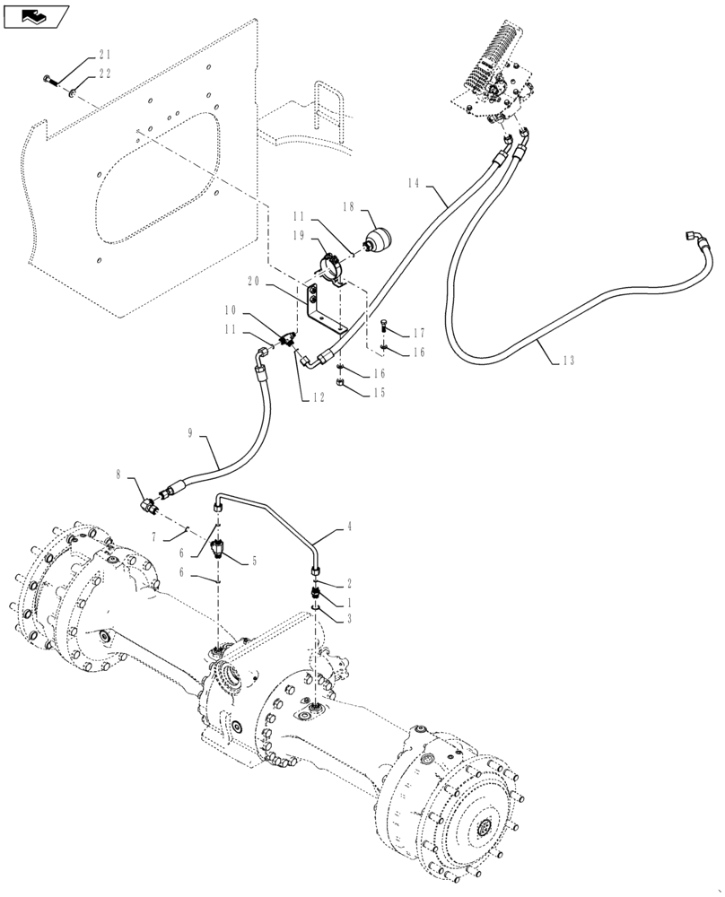 Схема запчастей Case 521F - (33.202.02) - LOCKING FRONT AND REAR AXLE BRAKE LINE INSTALLATION (33) - BRAKES & CONTROLS