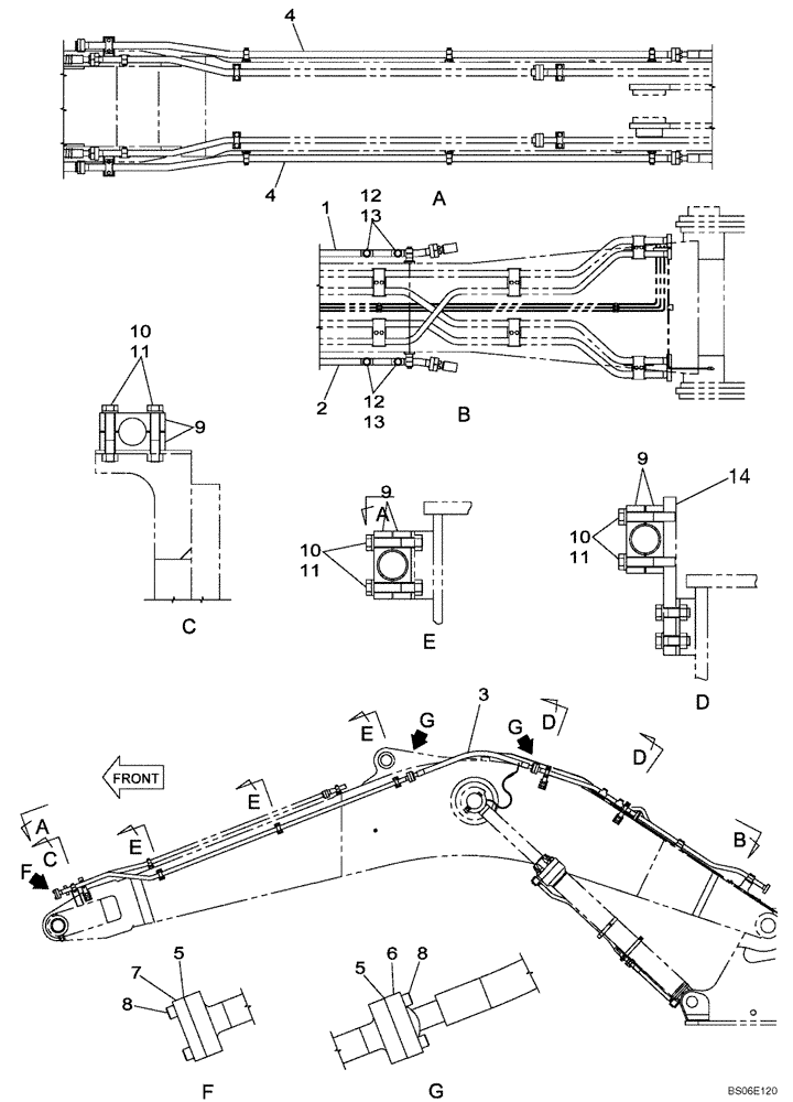 Схема запчастей Case CX800 - (08-047-00[01]) - HYDRAULIC CIRCUIT - PICK HAMMER - BOOM (8.40 M) (08) - HYDRAULICS