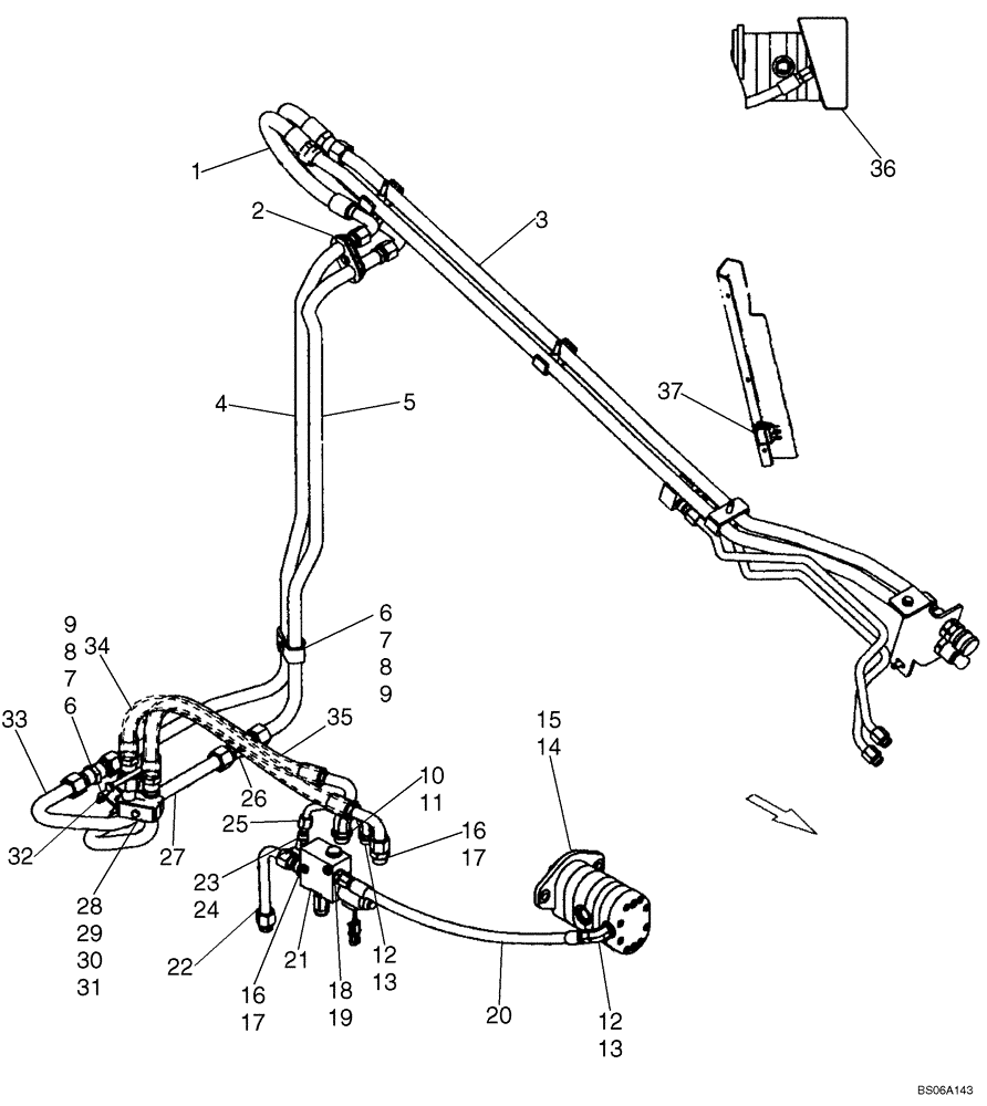 Схема запчастей Case 420CT - (08-17A) - HIGH FLOW, SUPPLY AND RETURN (420CT) (08) - HYDRAULICS