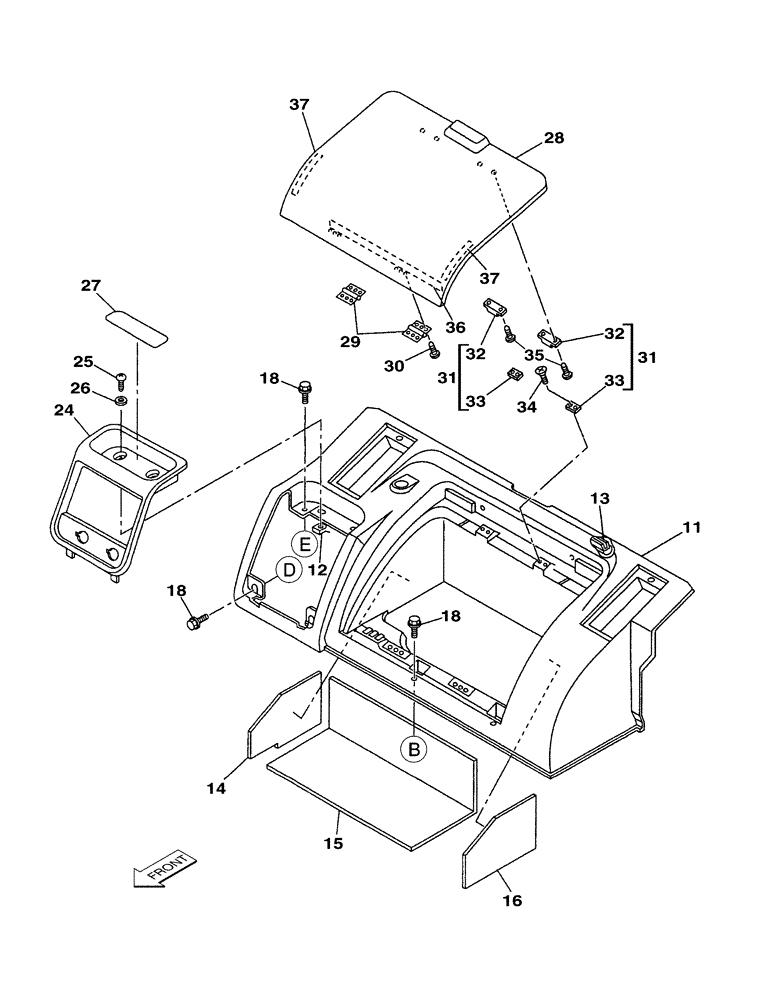 Схема запчастей Case CX350 - (09-045-01[01]) - OPERATORS COMPARTMENT - BOX (09) - CHASSIS