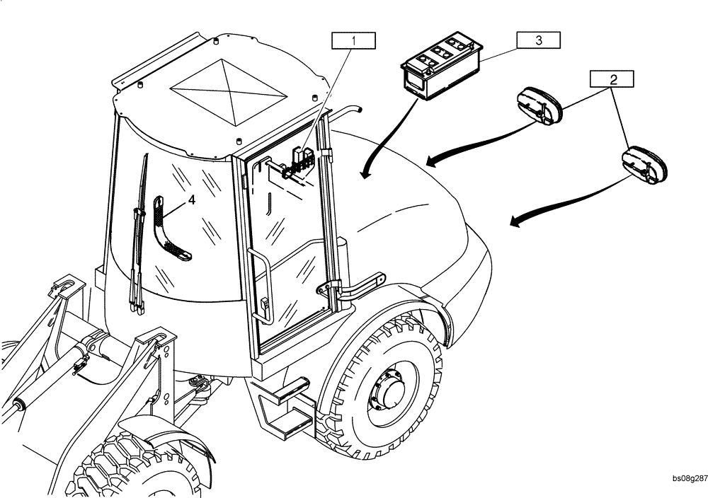 Схема запчастей Case 321D - (32.140[2988716000]) - ELECTRICAL SYSTEM REAR CARRIAGE (55) - ELECTRICAL SYSTEMS