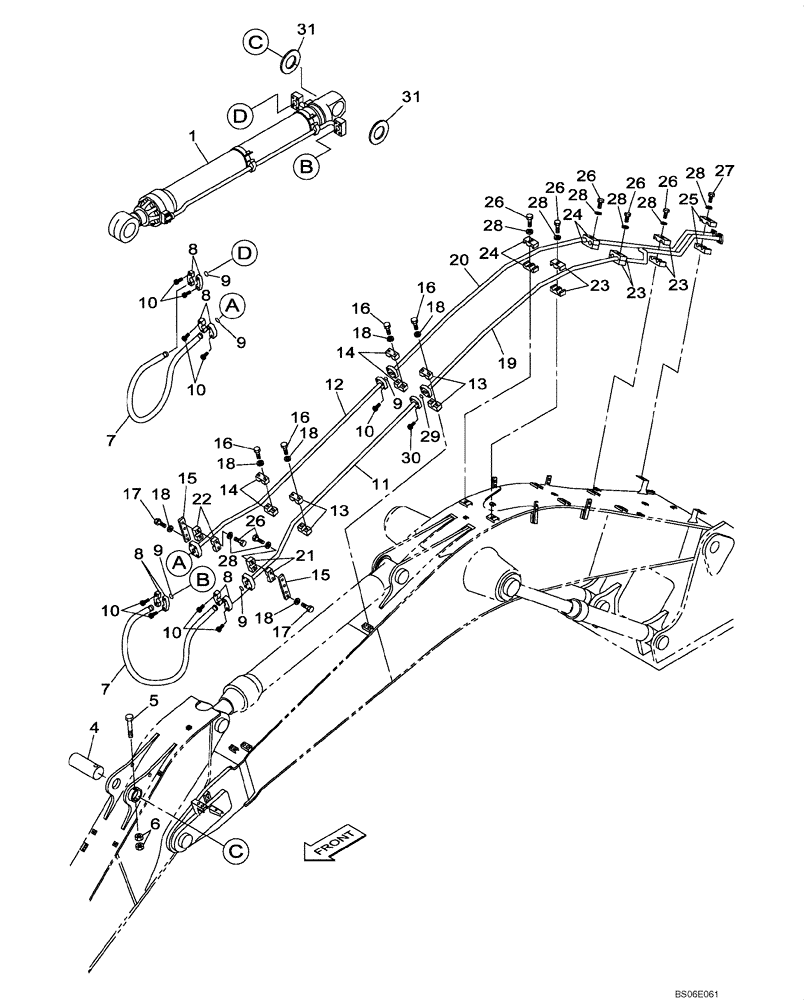 Схема запчастей Case CX800B - (08-17) - HYDRAULIC CIRCUIT - BUCKET CYLINDER - BOOM (8.40 M) - ARM (4.44 M) (08) - HYDRAULICS