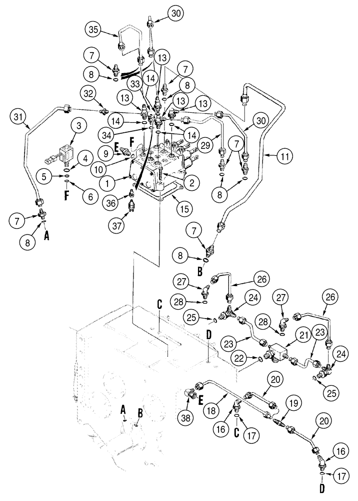 Схема запчастей Case 550H - (6-10) - TRANSMISSION, HYDRAULIC LINES (06) - POWER TRAIN