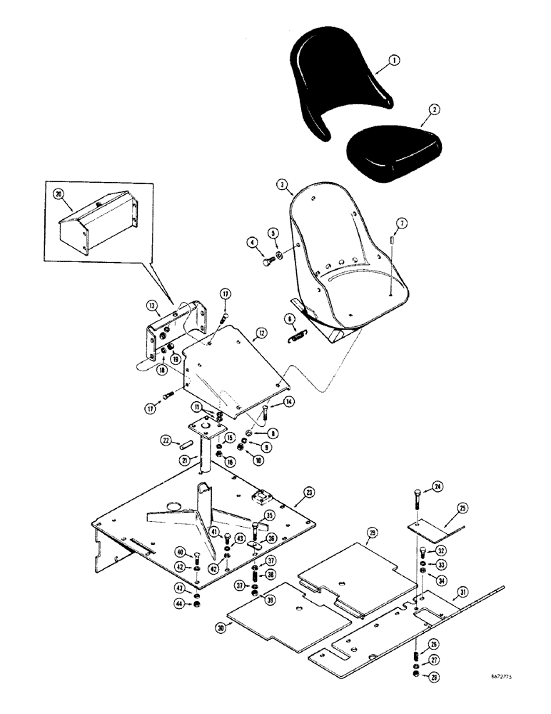 Схема запчастей Case 680CK - (138) - SEAT PLATFORM, FLOOR PLATES AND SEAT (90) - PLATFORM, CAB, BODYWORK AND DECALS