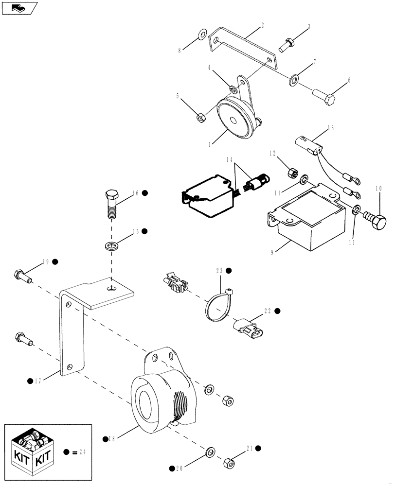 Схема запчастей Case 580SM - (04-17) - HORN - ALARM, BACKUP (04) - ELECTRICAL SYSTEMS