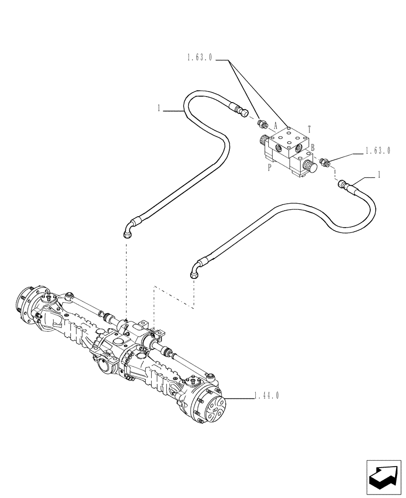 Схема запчастей Case TX1055 - (1.63.1[01]) - HYDRAULIC CIRCUIT, STEERING SYSTEM (41) - STEERING