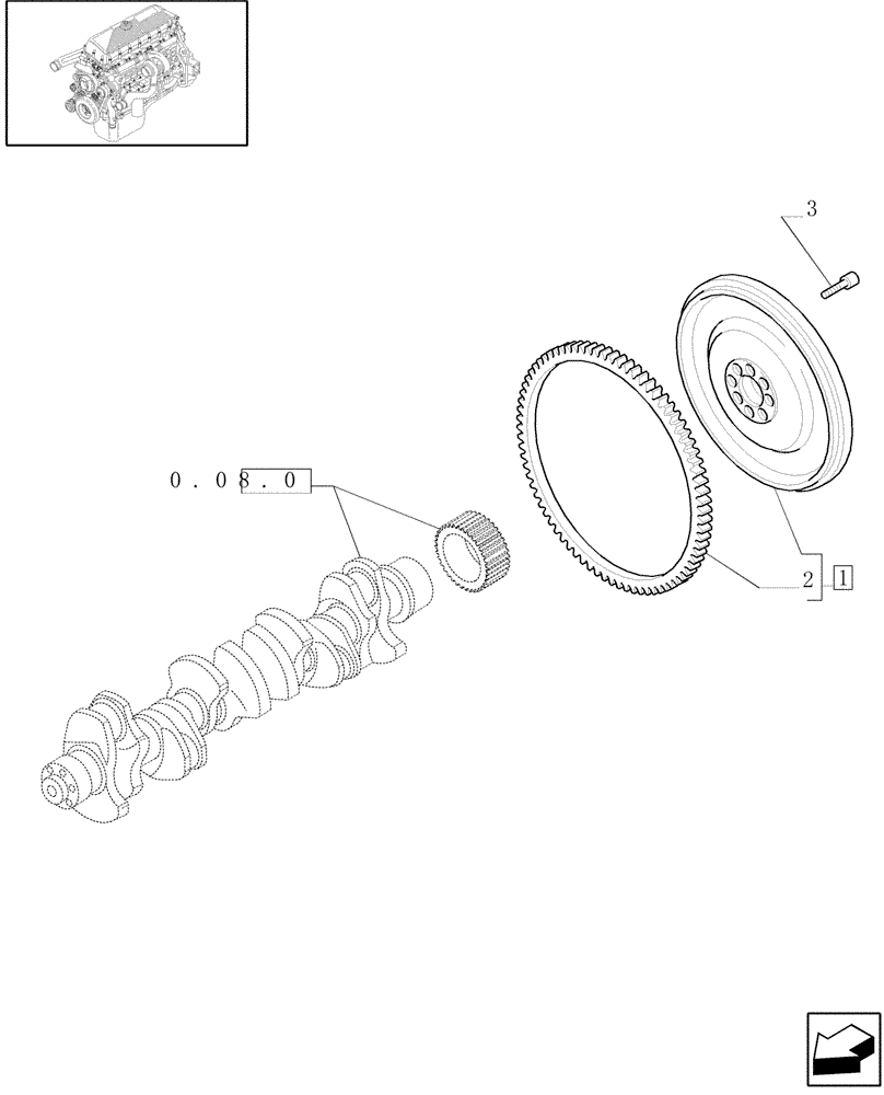 Схема запчастей Case F3AE0684G B001 - (0.08.3[01]) - FLYWHEEL (500386692) 