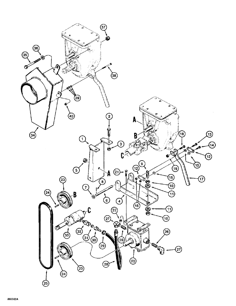 Схема запчастей Case 560 - (9-102) - HYDRA-BORER WATER PUMP MOUNTING (09) - CHASSIS/ATTACHMENTS