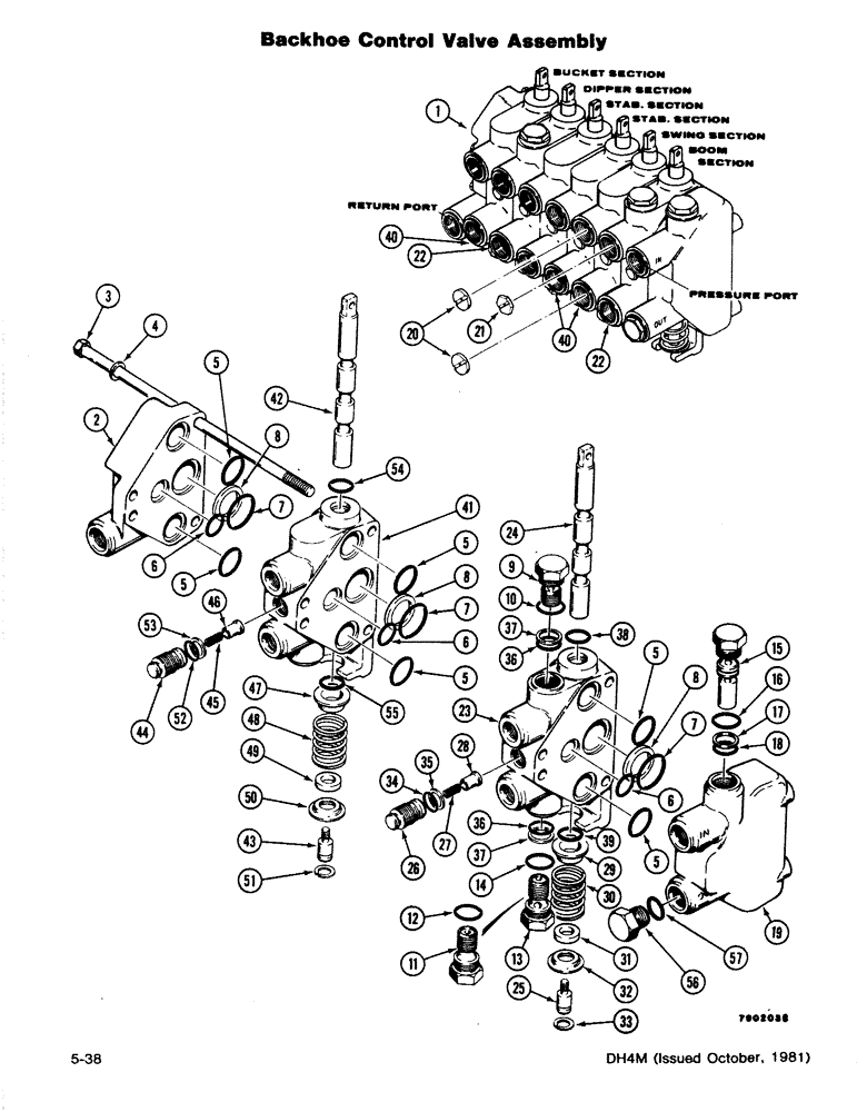 Схема запчастей Case DH4B - (5-38) - BACKHOE CONTROL VALVE ASSEMBLY (35) - HYDRAULIC SYSTEMS