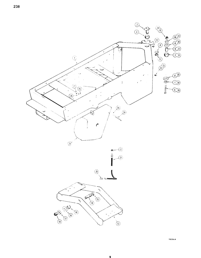 Схема запчастей Case W11 - (238) - REAR FRAME AND TRUNNION (09) - CHASSIS/ATTACHMENTS
