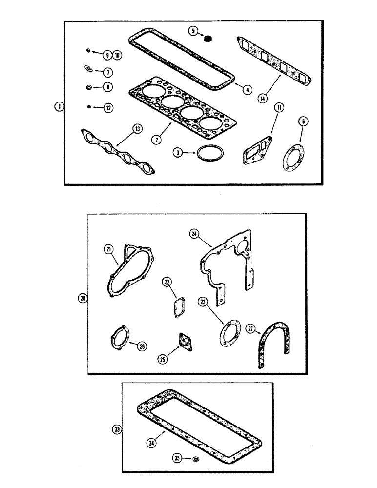 Схема запчастей Case 500 - (022) - ENGINE GASKET KITS, (188) DIESEL ENGINE, VALVE GRIND GASKET KIT (01) - ENGINE