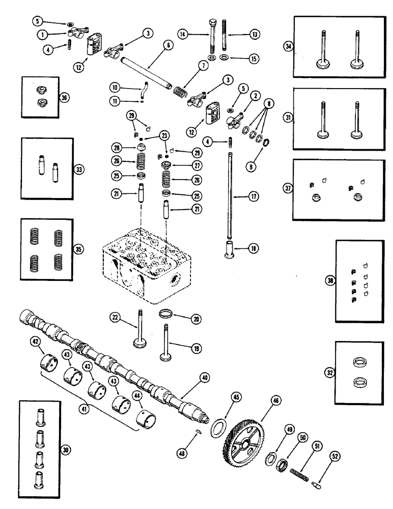 Схема запчастей Case W9E - (036) - VALVE MECHANISM & CAMSHAFT, (377B) SPARK IGNITION ENGINE (02) - ENGINE