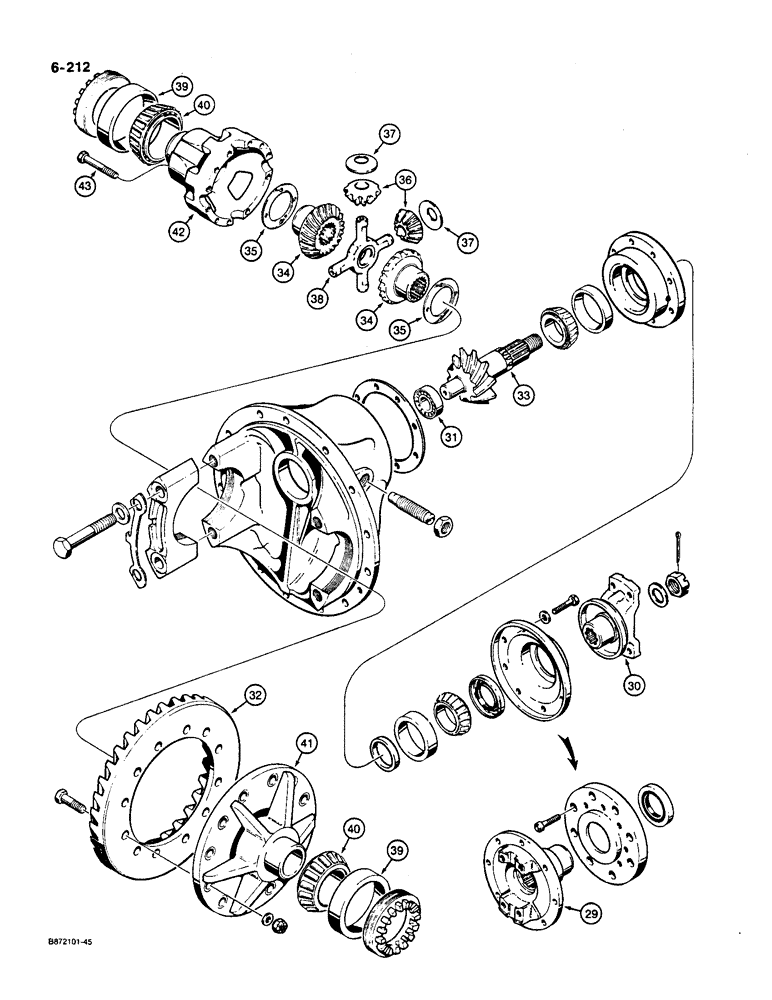 Схема запчастей Case W36 - (6-212) - FRONT AND REAR AXLES, DIFFERENTIAL (06) - POWER TRAIN