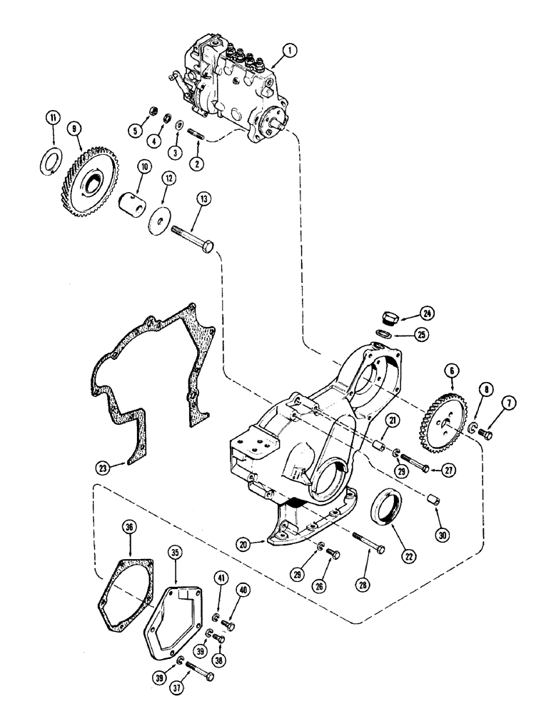 Схема запчастей Case 825 - (048) - INJECTION PUMP DRIVE, (336BD) AND (336BDT) DIESEL ENGINES (01) - ENGINE