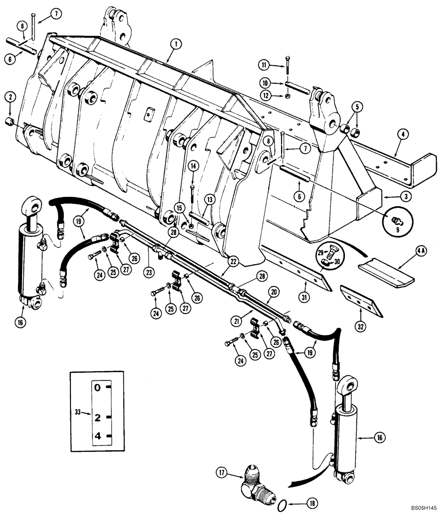 Схема запчастей Case W24C - (408) - CLAM BUCKET, USED WITH ROCKWELL AXLE (09) - CHASSIS/ATTACHMENTS