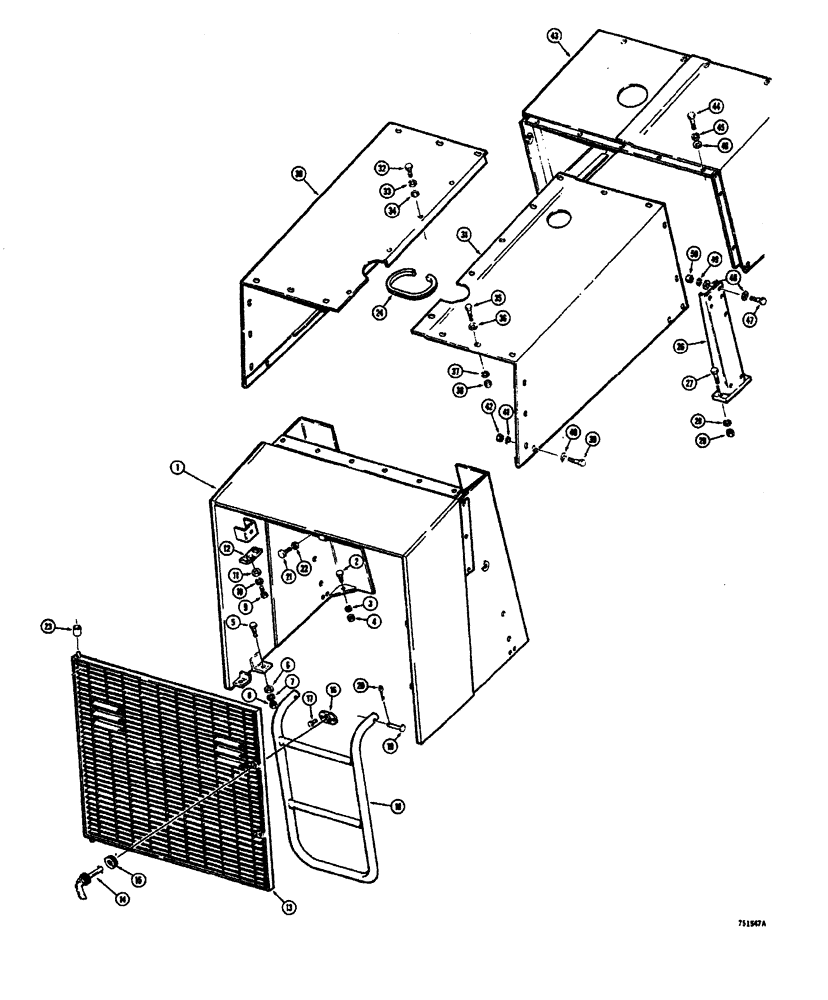 Схема запчастей Case W26B - (290) - GRILLE AND HOOD TRACTOR SN. 9107521 AND AFTER (09) - CHASSIS