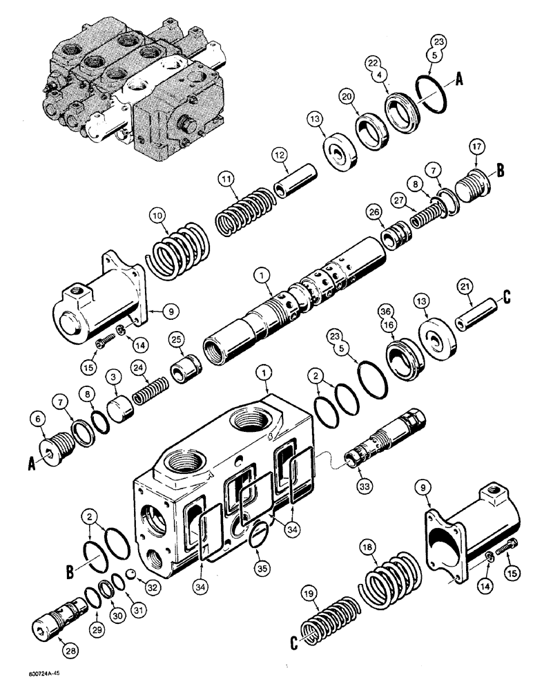 Схема запчастей Case W36 - (8-430) - L104151 AND L104152 CONTROL VALVE, N6845 LIFT SECTION (08) - HYDRAULICS