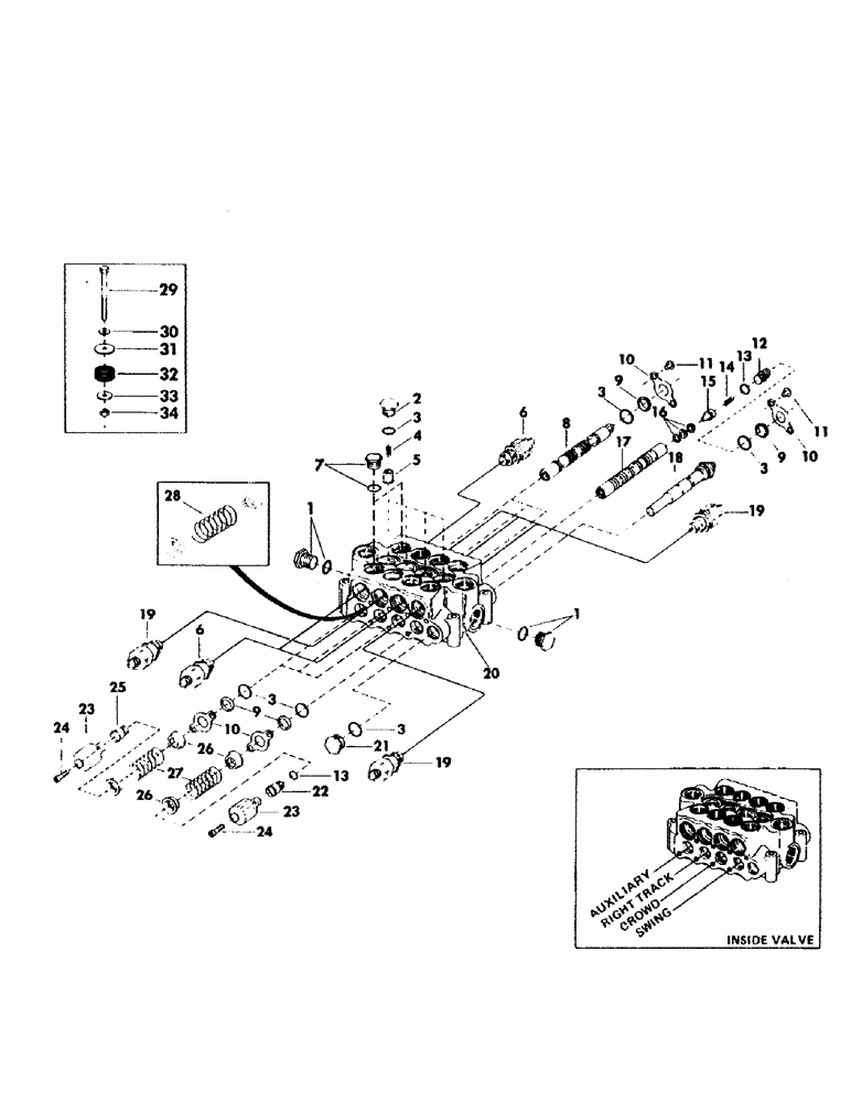 Схема запчастей Case 40BLC - (258) - 4-SPOOL MAIN CONTROL VALVE, (USED WITH SWING, CROWD, RIGHT TRACK AND AUXILIARY CIRCUITS) (07) - HYDRAULIC SYSTEM
