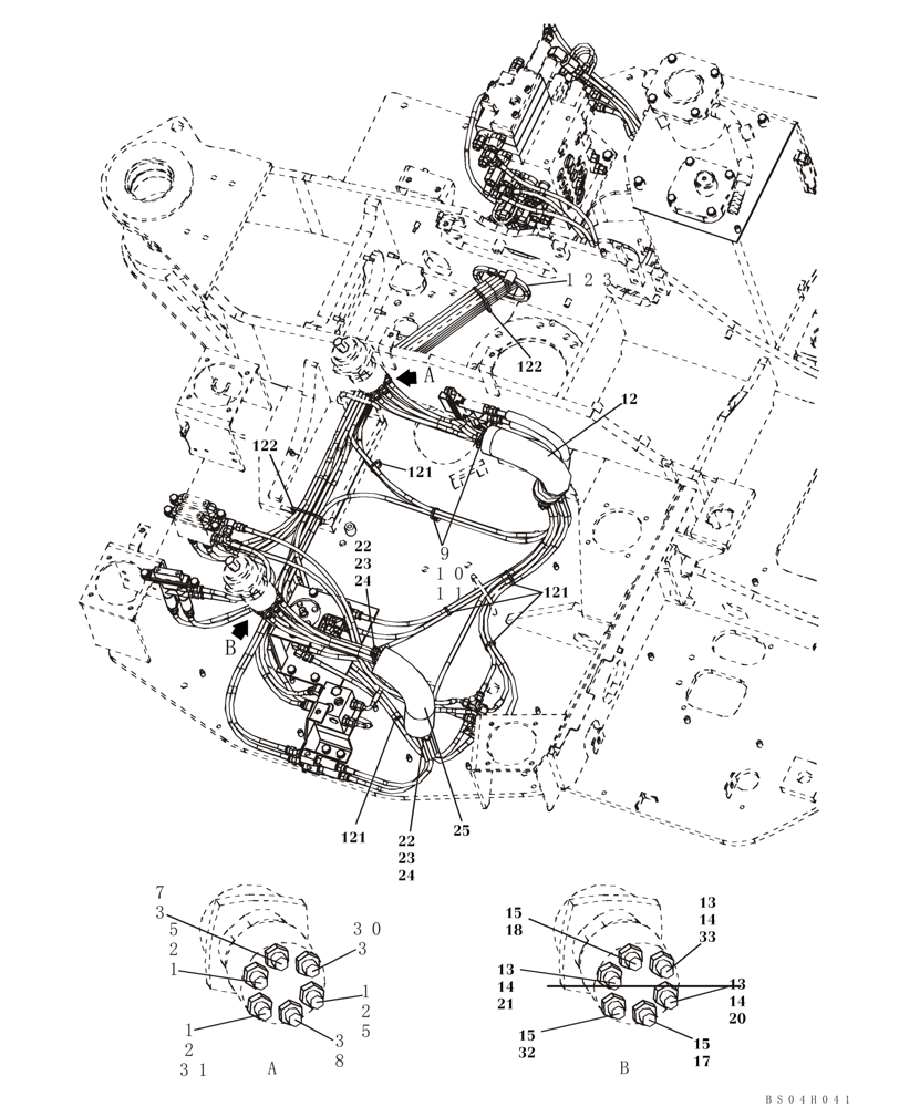 Схема запчастей Case CX80 - (08-38) - PILOT CONTROL LINES - MODELS WITH CONTROL SELECTOR VALVE (08) - HYDRAULICS