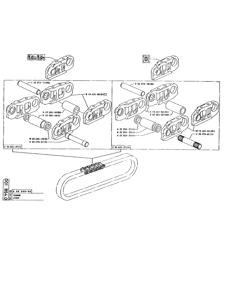 Схема запчастей Case 220 - (B-042) - CHAIN (04) - UNDERCARRIAGE