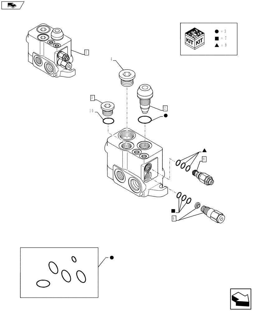 Схема запчастей Case 590SN - (35.726.5601[02]) - BACKHOE CONTROL VALVE - INLET SECTION (35) - HYDRAULIC SYSTEMS