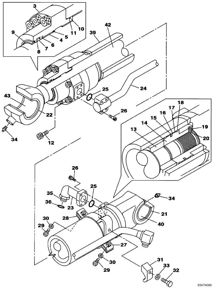 Схема запчастей Case CX160B - (08-86) - CYLINDER ASSY, BUCKET (08) - HYDRAULICS
